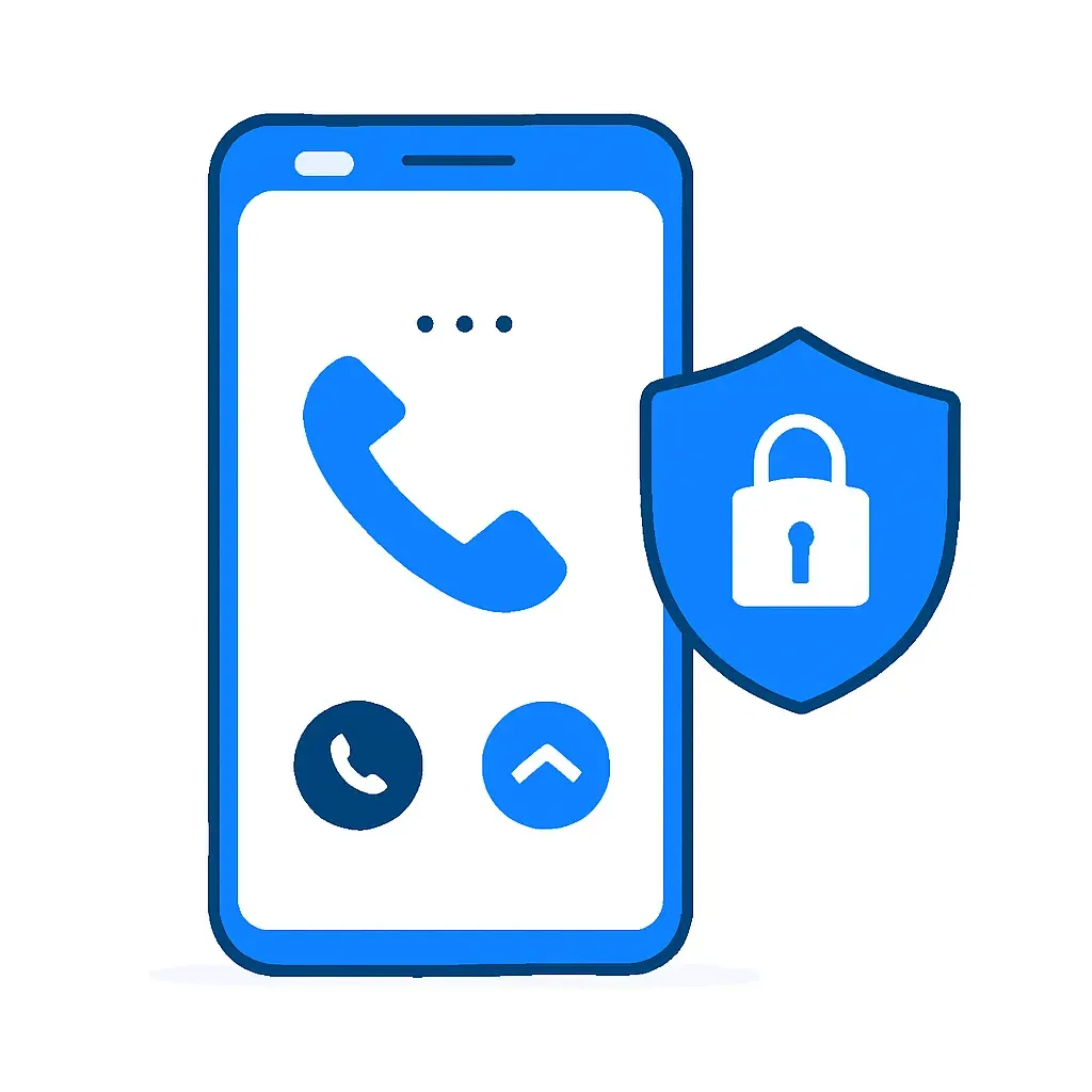 Pametni telefon uz ikonu štita za privatnost tokom poziva
