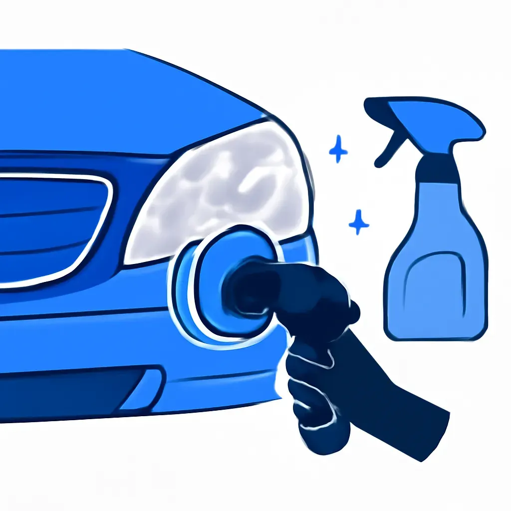 Ilustracija čišćenja i poliranja zamućenog fara automobila